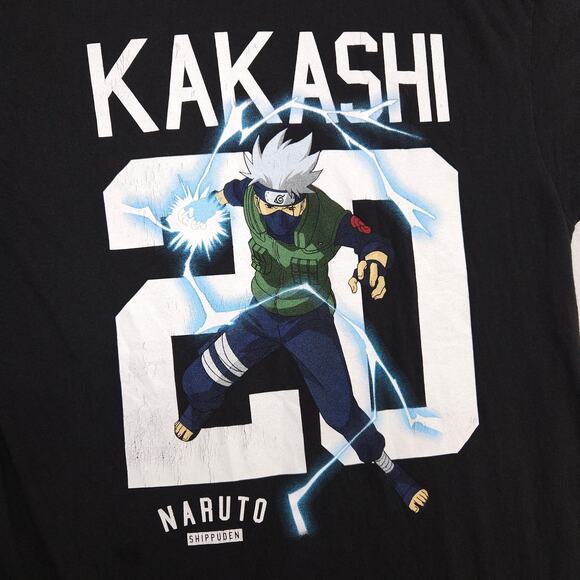 Naruto Kakashi 20 Crew Neck Anime Graphic T-Shirt Adult Mens Size M Black - Picture 4 of 9